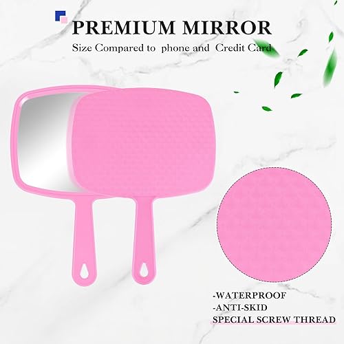 Miniatura 3 de Jetec 3 espejos de mano con asa a granel, pequeño espejo portátil para peluquería peluquería de peluquería cosmética para viajes, hogar, cuadrado