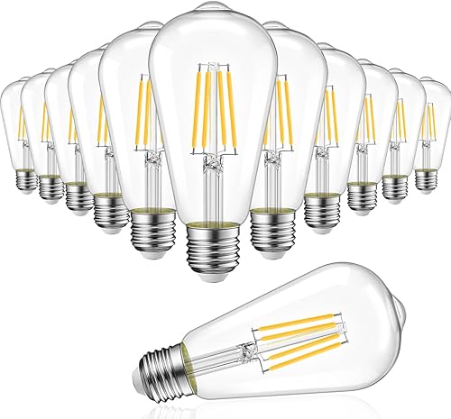 Miniatura 8 de LVWIT Bombilla Edison vintage ST21 de filamento LED de 5.5 W (equivalente a 40 vatios), regulable 2500 K (brillo ámbar), blanco cálido, base media
