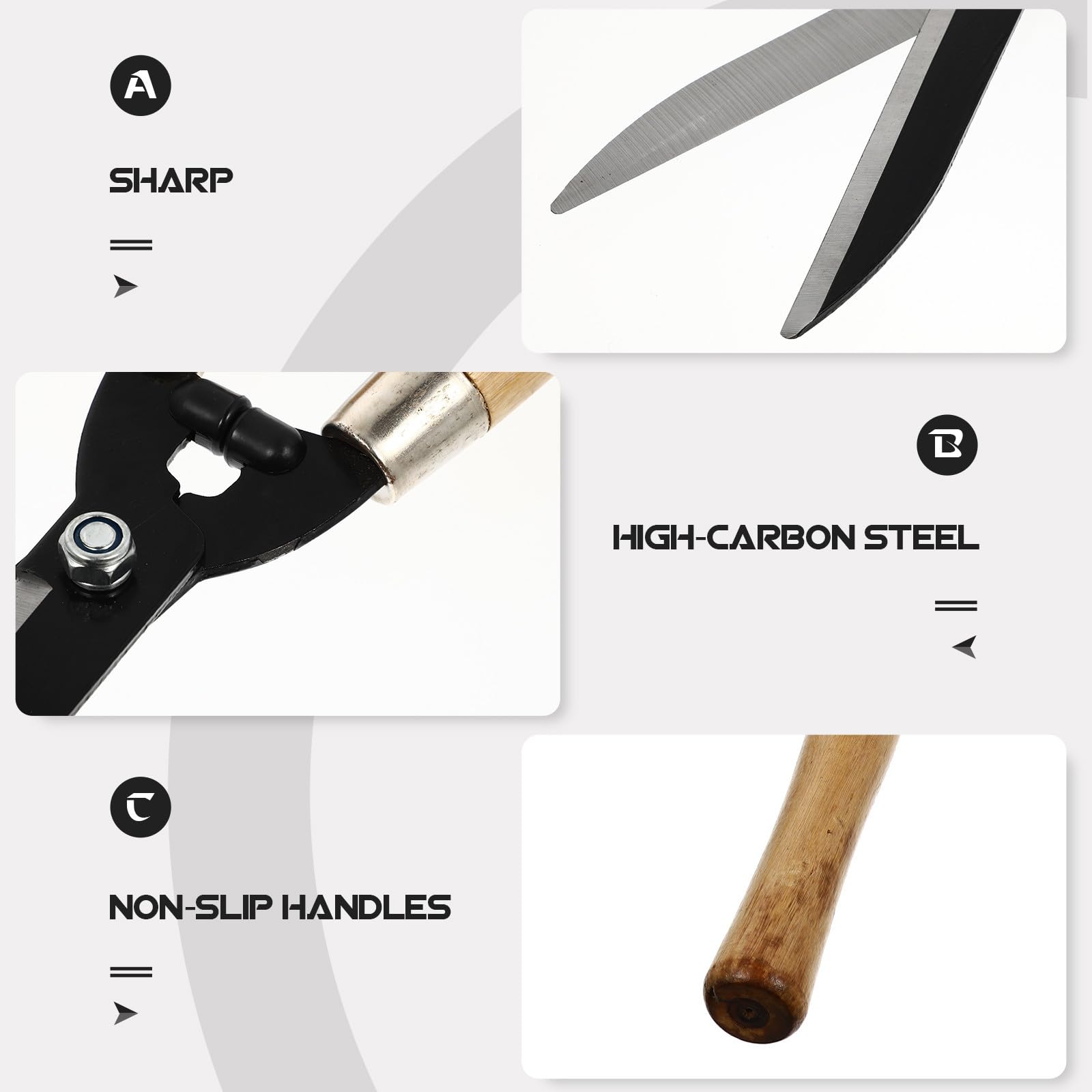 Acero al Carbono Tijeras Mango de Madera Antideslizante de Podar