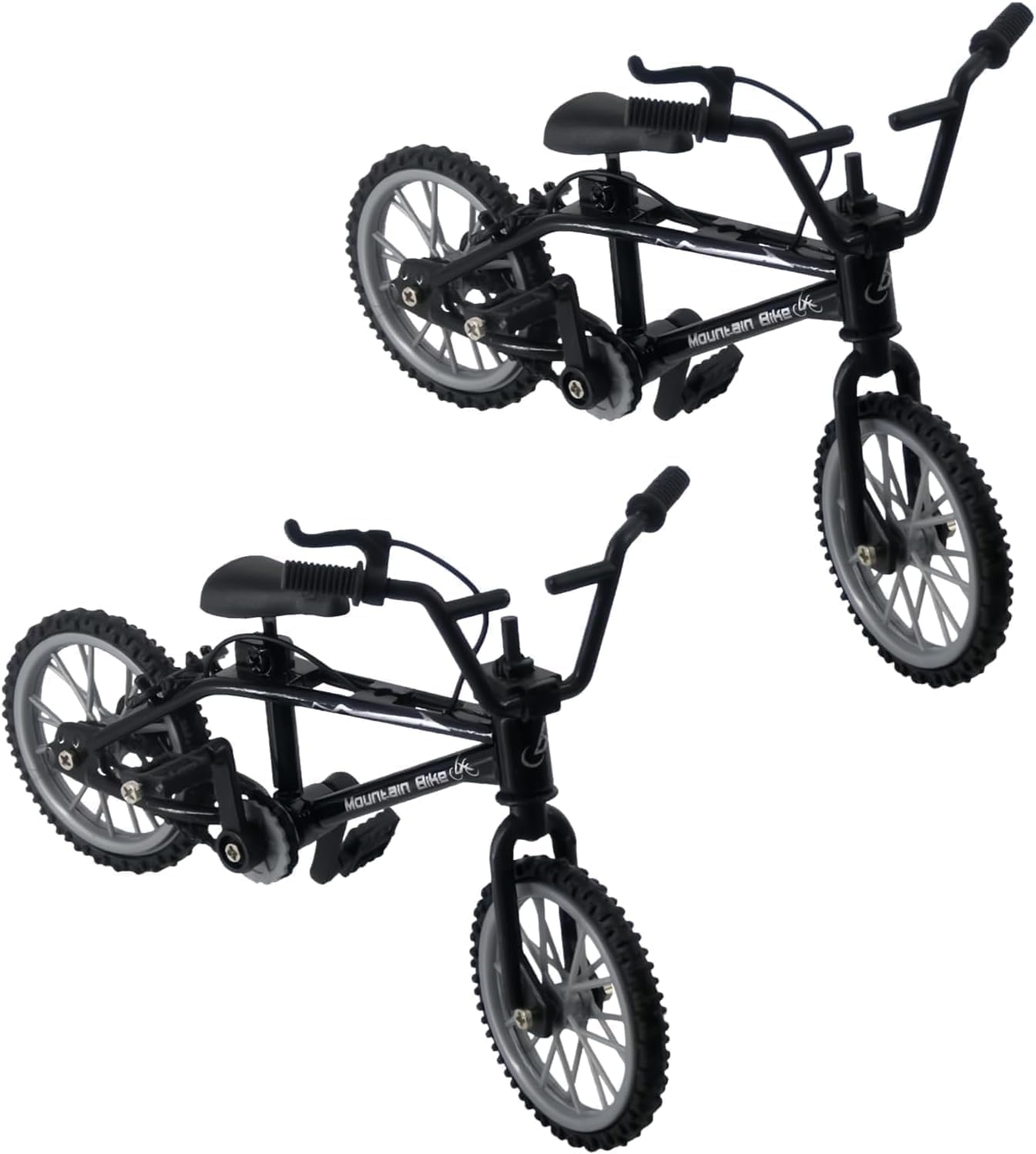 2pcs Black 1/18 Diecast Bike Action Figure Mini Finger Mountain Bike Bicycle Art Craft Desktop Decoration Finger Bike