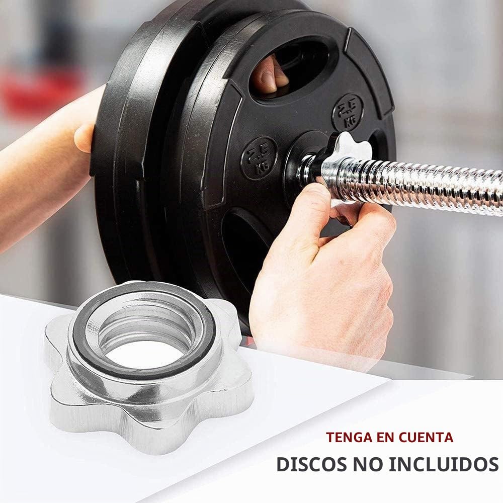 Barra recta cromada de 180 cm de longitud con cierre de rosca de 25 mm de diámetro para gimnasio de pesas