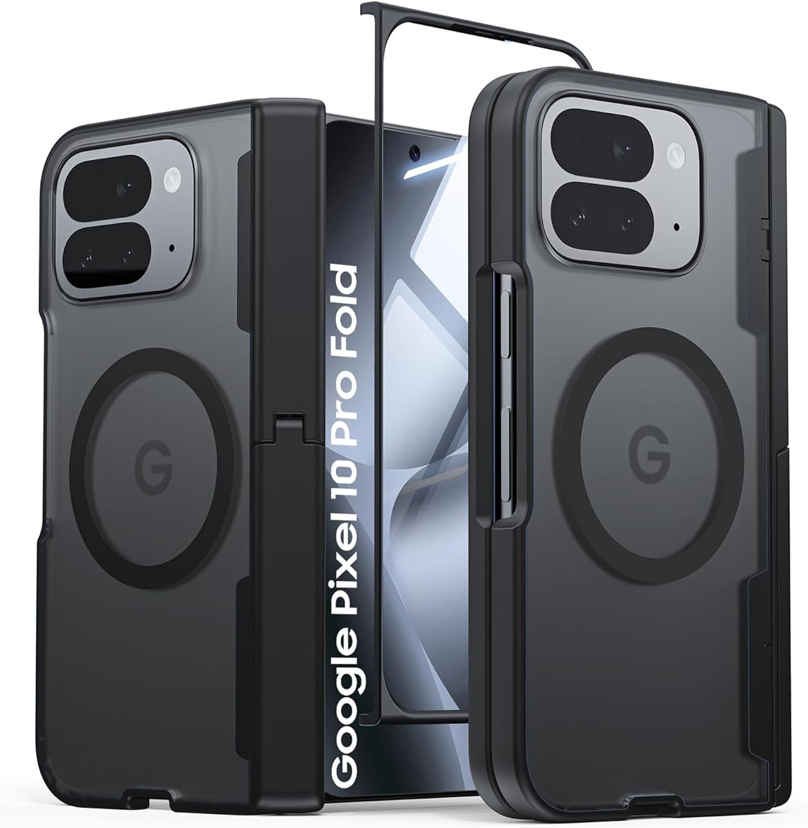 Vividarm for Google Pixel 10 Pro Fold Case Compatible with MagSafe, [Hidden Kickstand][Front Screen Protector][Hinge Protection] Military-Grade Shockproof Magnetic Case for Pixel 10 Pro Fold (Black)