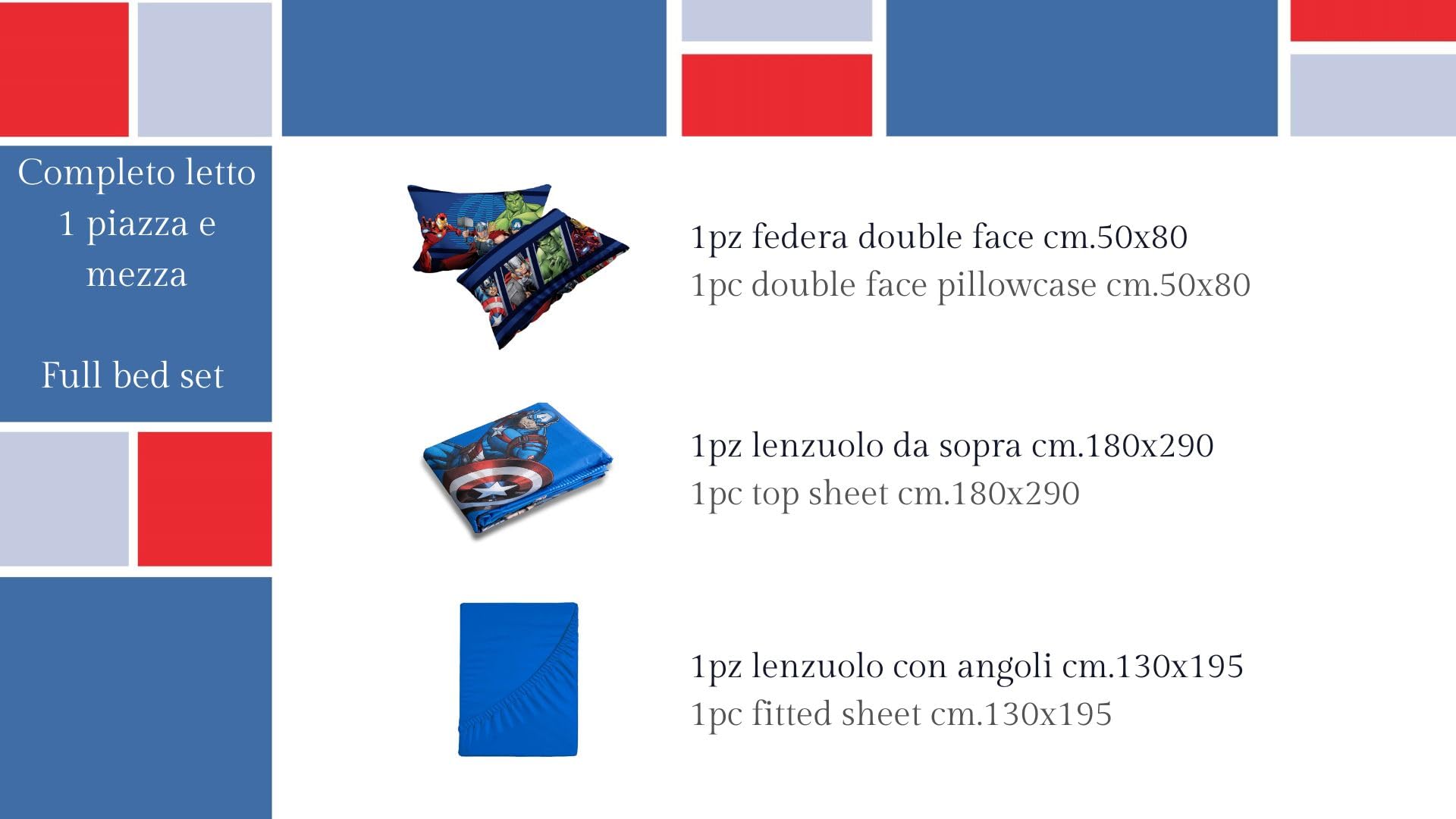 Avengers komplet pościeli Disneya Queen size, prześcieradło wierzchnie, prześcieradło wierzchnie, prześcieradło z gumką, poszewka na poduszkę, niebieski, Marvel, Disney, 100% bawełna, oficjalny