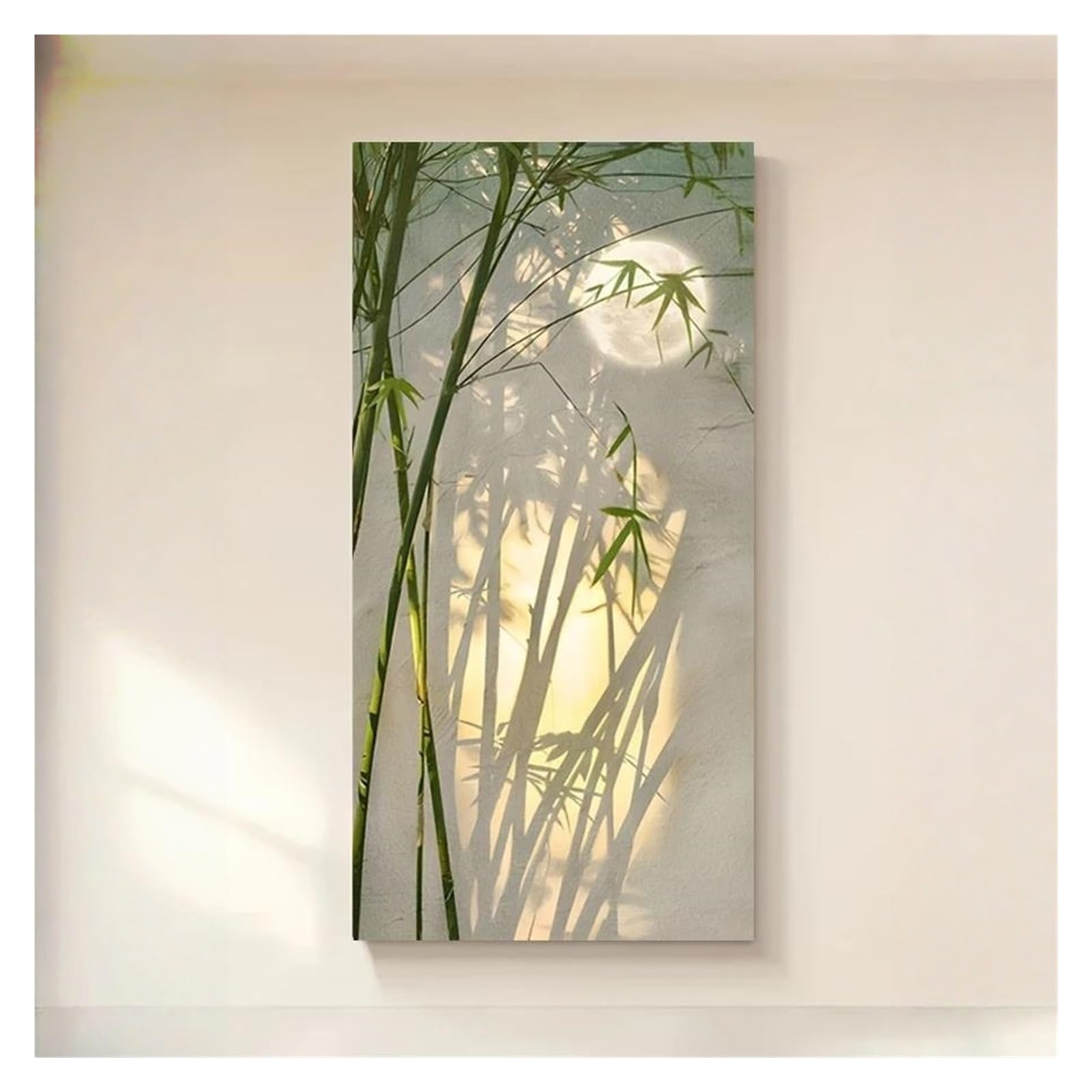 Tableau bambou vert 50x100cm pour décoration murale de salon moderne