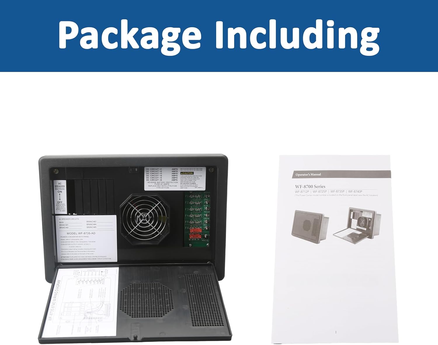 RV Converter Charger WF-8735-AD 30 Amp Power Center Support Auto Detect,35 Amp DC Output,wf-8735 Battery Charger Suitable for RV,Camper,Caravans,Travel Trailer