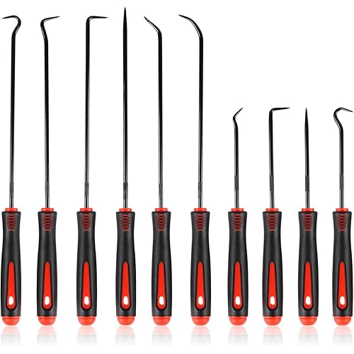10PCS Pick Set Mechanic, Hook and Pick Tool Set with Non-Slip Grip, Long & Mini Automotive Pick Set for O-Ring, Seal & Gasket Removal, Car Repair, Mechanical and DIY Use