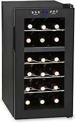 Adega de Vinhos Digital, 18 Garrafas, 2 Zonas de Temperatura, Display LED, Preta