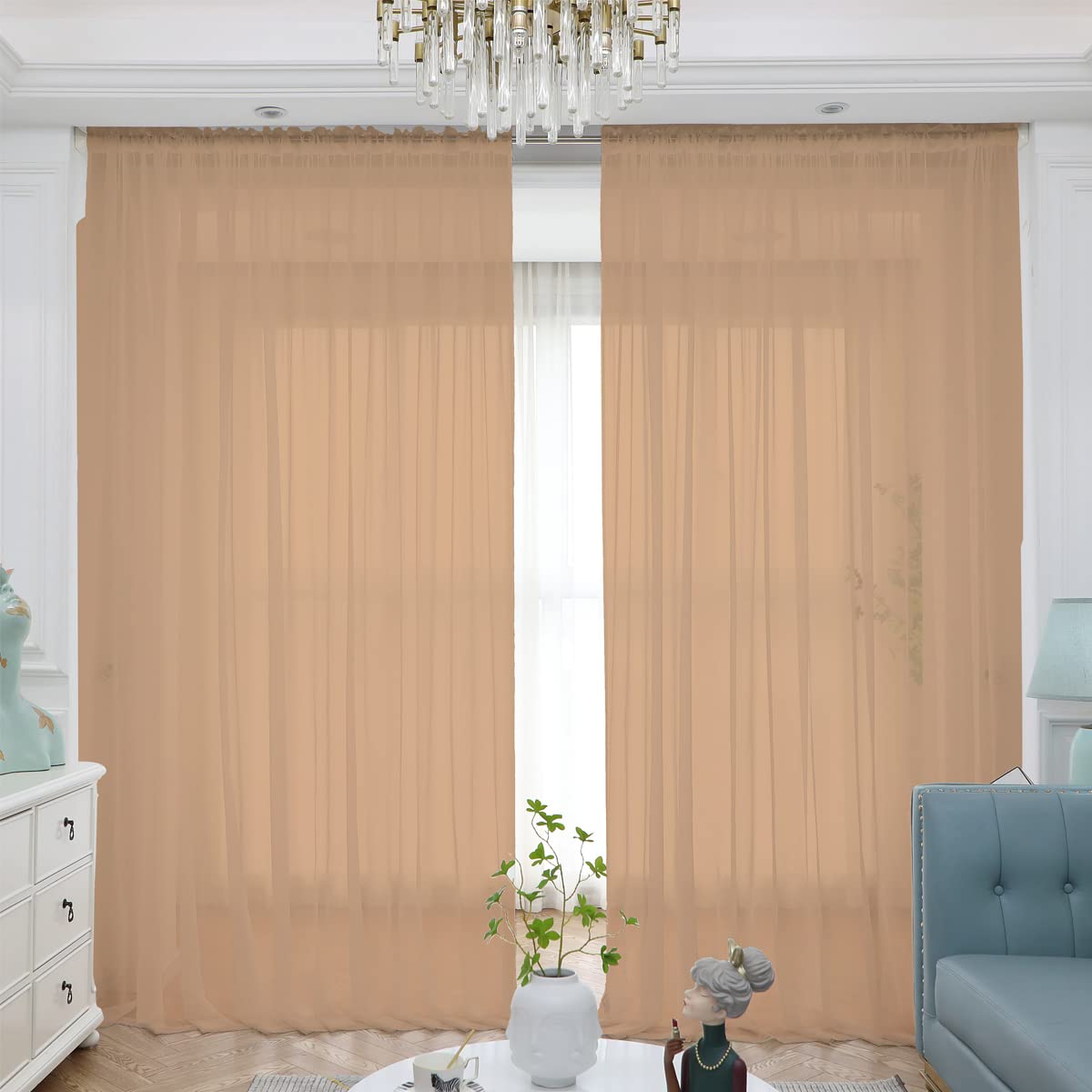 ABCHOME Sheer Curtains Inches Long Window Sheer Curtain 2 Panels Sheer Curtains Size 63 72 95 108 145 Long Inch Bedroom Children Living Room Yard (
