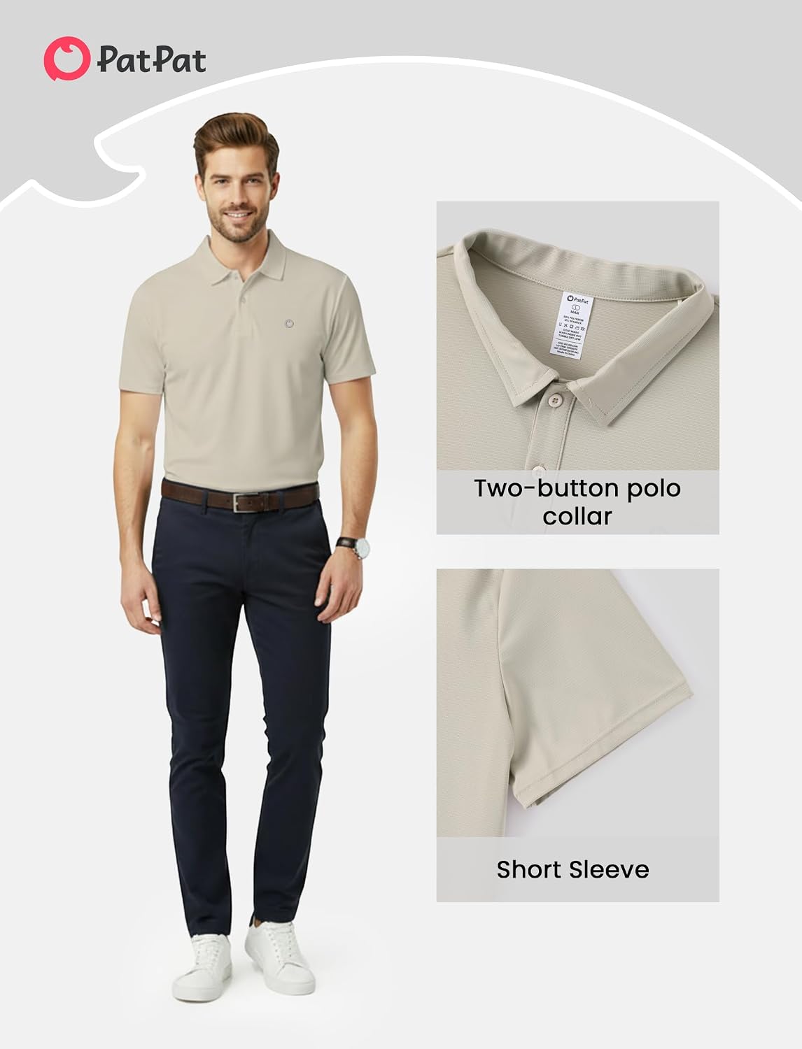 PATPAT Men's Polo Shirts Athletic Buttons Collar Shirt Casual Moisture Wicking Tee Quick Dry Tops for Golf Business