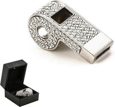 Metal Chain Rhinestone Whistle, Necklace Whistle, Suitable for Coaches, Referees, Sports Activities