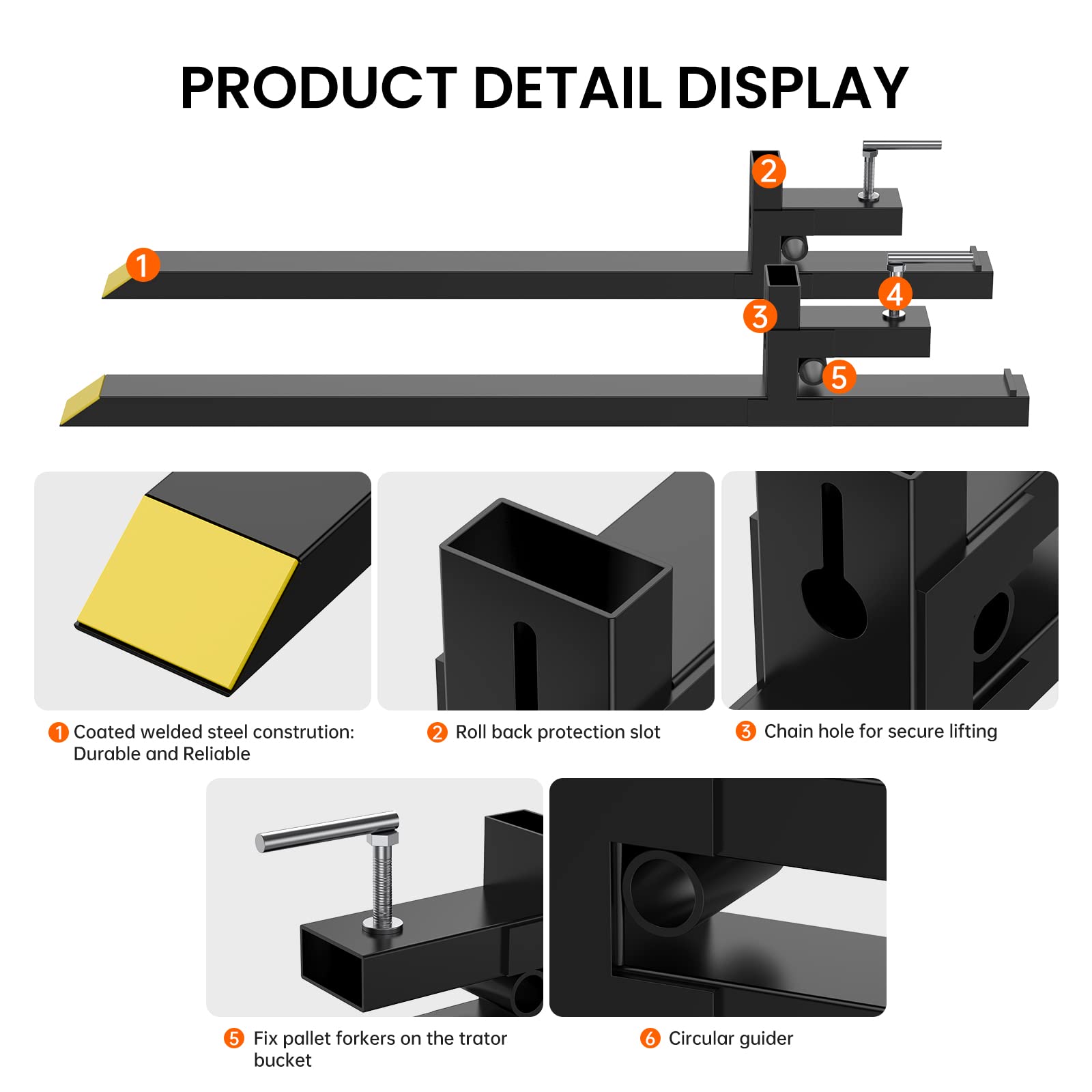 オノテラ　フロントローダー用アタッチメント パレットフォーク アタッチメントのみ　190KG　OPF04-C　（BA-373） | パレットフォーク 43インチ 最大1500ポンド クランプオン