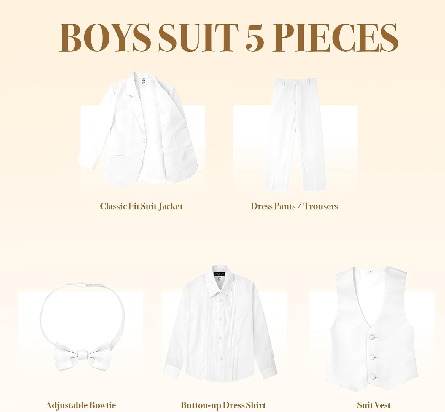 Luca Gabriel Toddler Boys' 5 Piece Classic Fit Formal Suit Bowtie Set