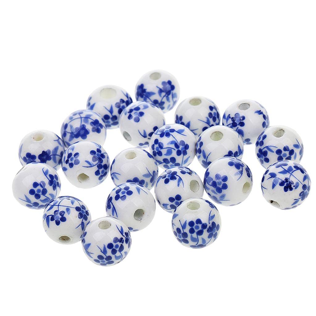 Club Bollywood®Fashionable Flower Ceramic Porcelain Loose Spacer Beads Charms for Jewelry Making Craft Projects DIY Pack of 20Pcs Blue| Beads| Beads|Crafts|• Crafts| 20 X Ceramic Beads-image-28