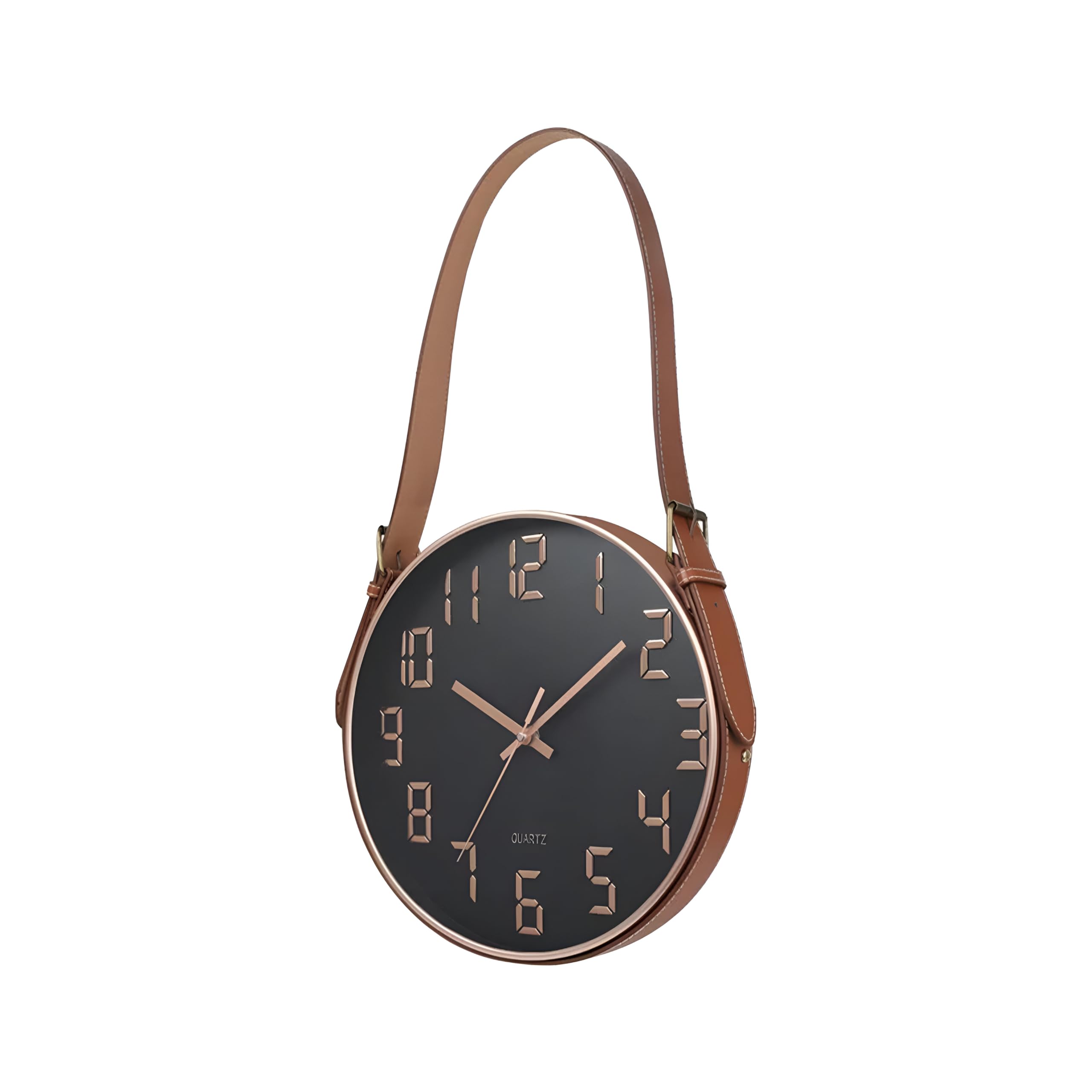 Horloge murale en cuir 30 cm silencieuse pour chambre et salon