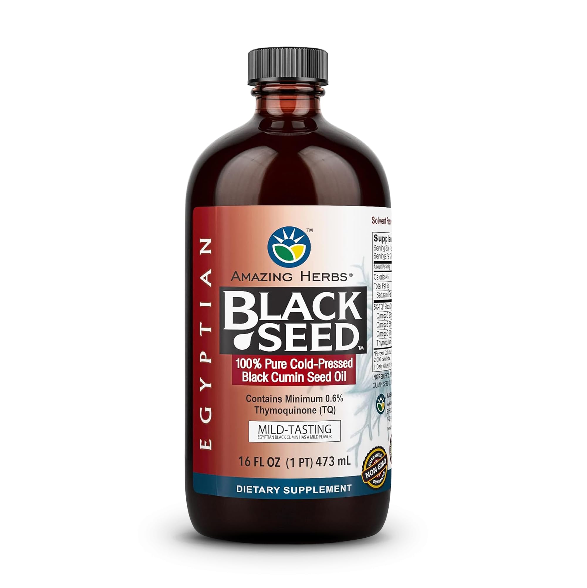 Amazing Herbs Premium Black Seed Oil Liquid - 16 Fl Oz Glass Bottle — Amazon image 12