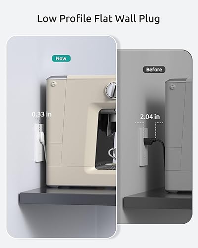 Miniatura 4 de Extensión plana corta de 1.5 pies, certificación ETL, cable de extensión de 3 puntas para interiores con protector de sobretensiones 900J, 13A1625W,