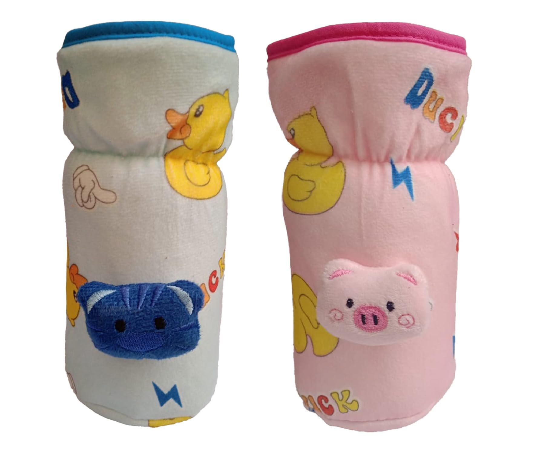 Cotton Bottle Covers For Philips Avent/Broad Neck Soft Plush Stretchable Baby Feeding Bottle Tote Bag Cover With Strap (250, 260, 330 Ml Feeders (Multicolour) Pack Of 2), Modern