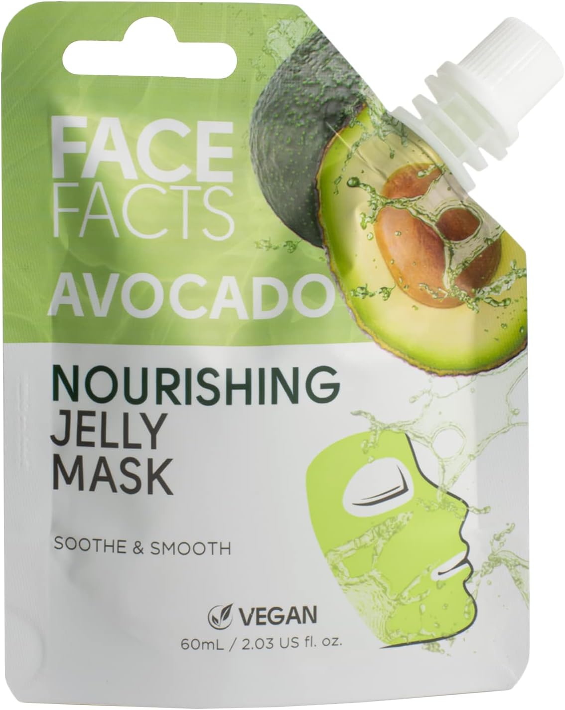 Face Facts Avocado Jelly Mask | Voedende & Verzachtende huid | 2 in 1 Masker en Reinigingsmiddel | 60ml