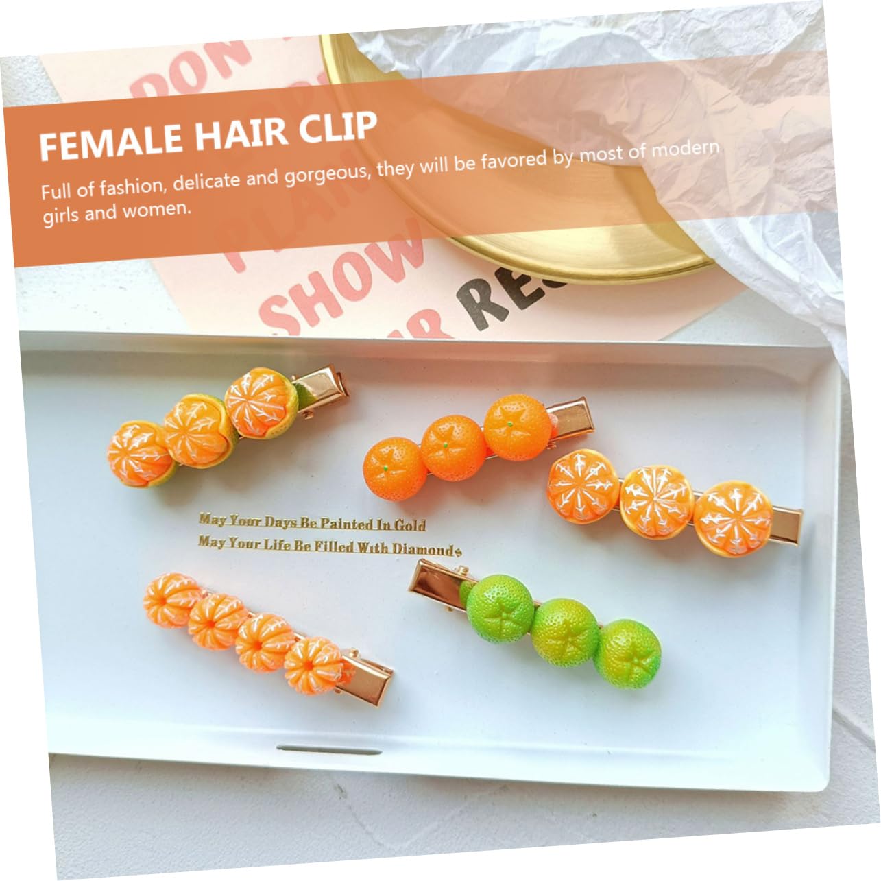 Amazon | minkissy 5個 オレンジのかんざし フルーツヘアクリップ 