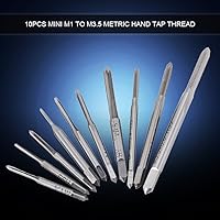 Vista 3 de 10 piezas de roscas de rosca de mano M1 a M3.5, HSS Mini Plug Tap Tornillo Juego de taladro Herramienta de roscado, M1, M1.2, M1.4, M1.6, M1.7