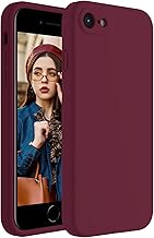FireNova Designed for iPhone SE Case 2022/2020, iPhone 7 8 Case, Silicone Upgraded [Straight Edge] & [Camera Protecion] Phone Case with Soft Anti-Scratch Microfiber Lining, 4.7 inch，Plum