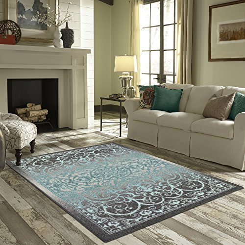 Maples Rugs Area Rug - Pelham 5 x 7 Large Area Rugs [Made in USA] for Living Room, Bedroom, and Dining Room, Grey Blue - Thumbnail 3