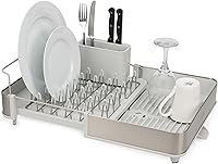 Joseph Joseph Extend Expandable Stainless Steel Dish Drying Rack w/ Cutlery Holder & Swivel Spout