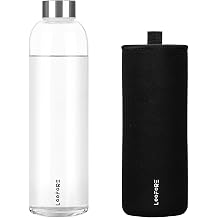 Glass Water Bottle 32 oz with Lid and Neoprene Sleeve
