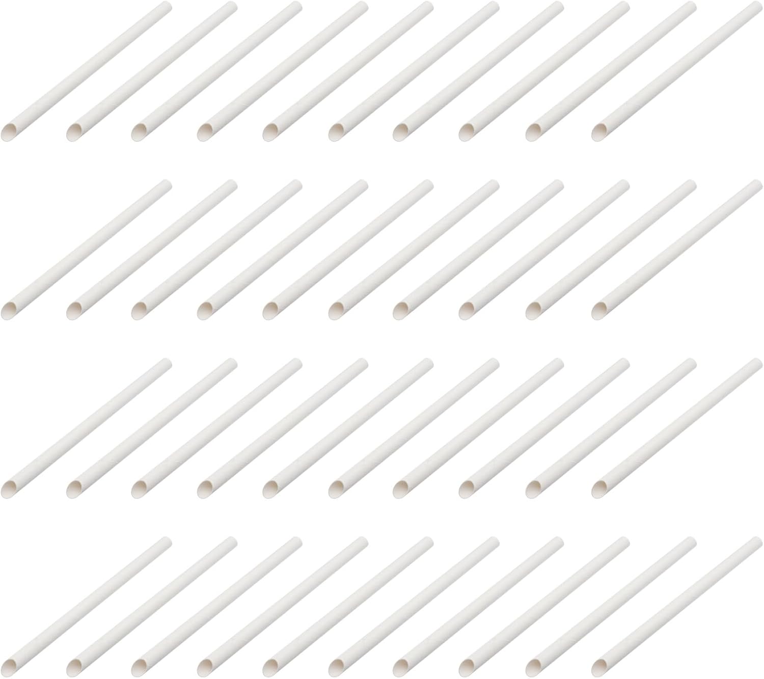 CHILDWEET 100 Pack Disposable Drinking Paper Straws 12x200mm Slanted Tip White Paper Beverage Straws for Milk Tea Juice Drinks with Individual Wrapping