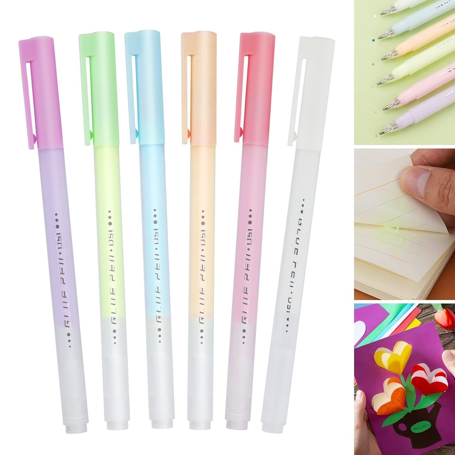 AMGZLE Quick-dry glue pen for scrapbooking, compatible with multi-color adhesive glue pens Glue Pens for Making Papercrafts and DIY Drawings. (6 Colours)-image-47