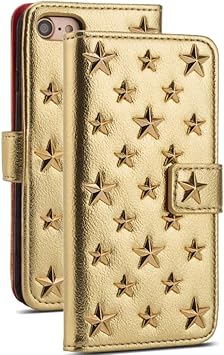 Amazon Co Jp Iphone Se ケース 手帳 おしゃれ スタッズ アイフォン Se アイフォンse2 アイフォンse3 かっこいい あいふぉんseケース カバー 手帳型 金 ゴールド Amo2453 家電 カメラ