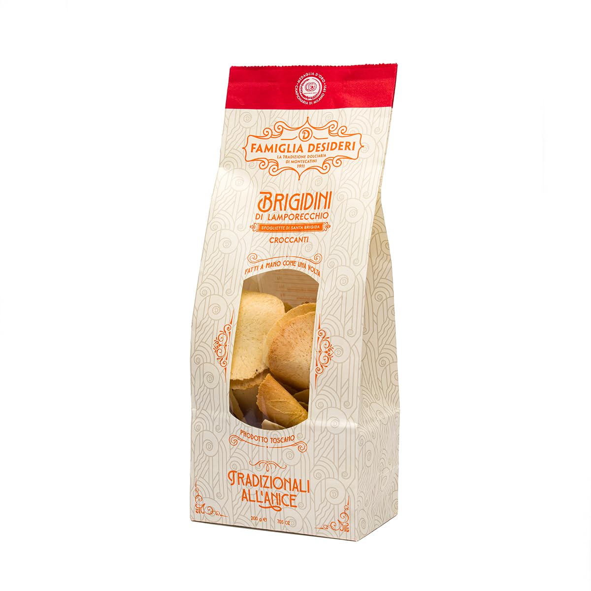 Famiglia Desideri - Brigidini di Lamporecchio all'anice, biscotti croccanti artigianali italiani, sfogliette tipiche toscane dolci tradizionali, 200g