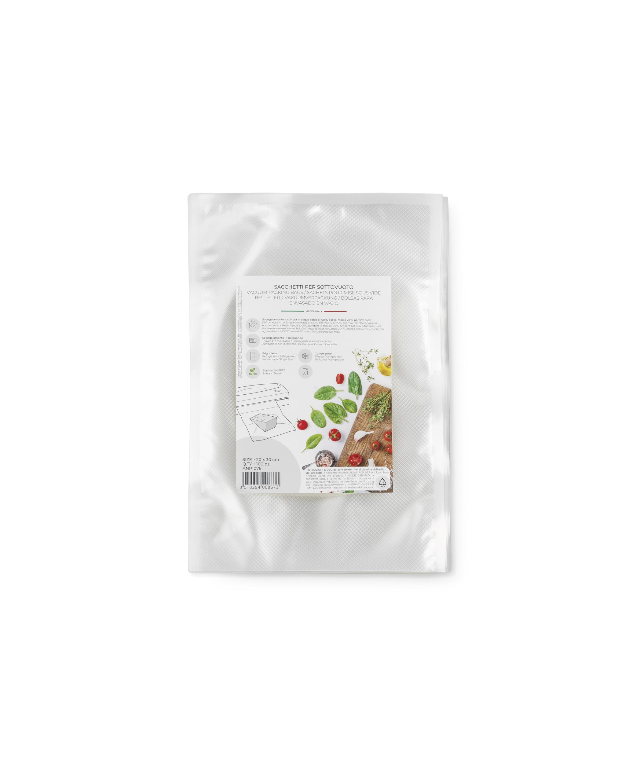 Sac sous vide 20 x 30 cm pour conservation et cuisson de vos aliments en lot de 100