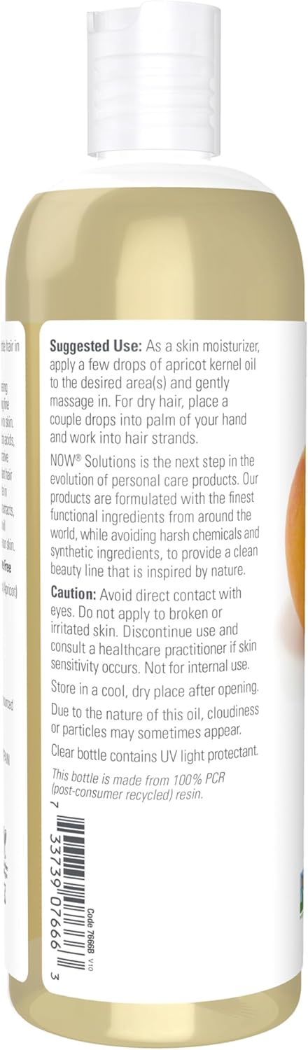 NOW Foods Solutions, Apricot Kernel Oil, Hair Moisturizer, Rejuvenating Skin Oil, Softens Fine Lines, 16-Ounce - Image 3