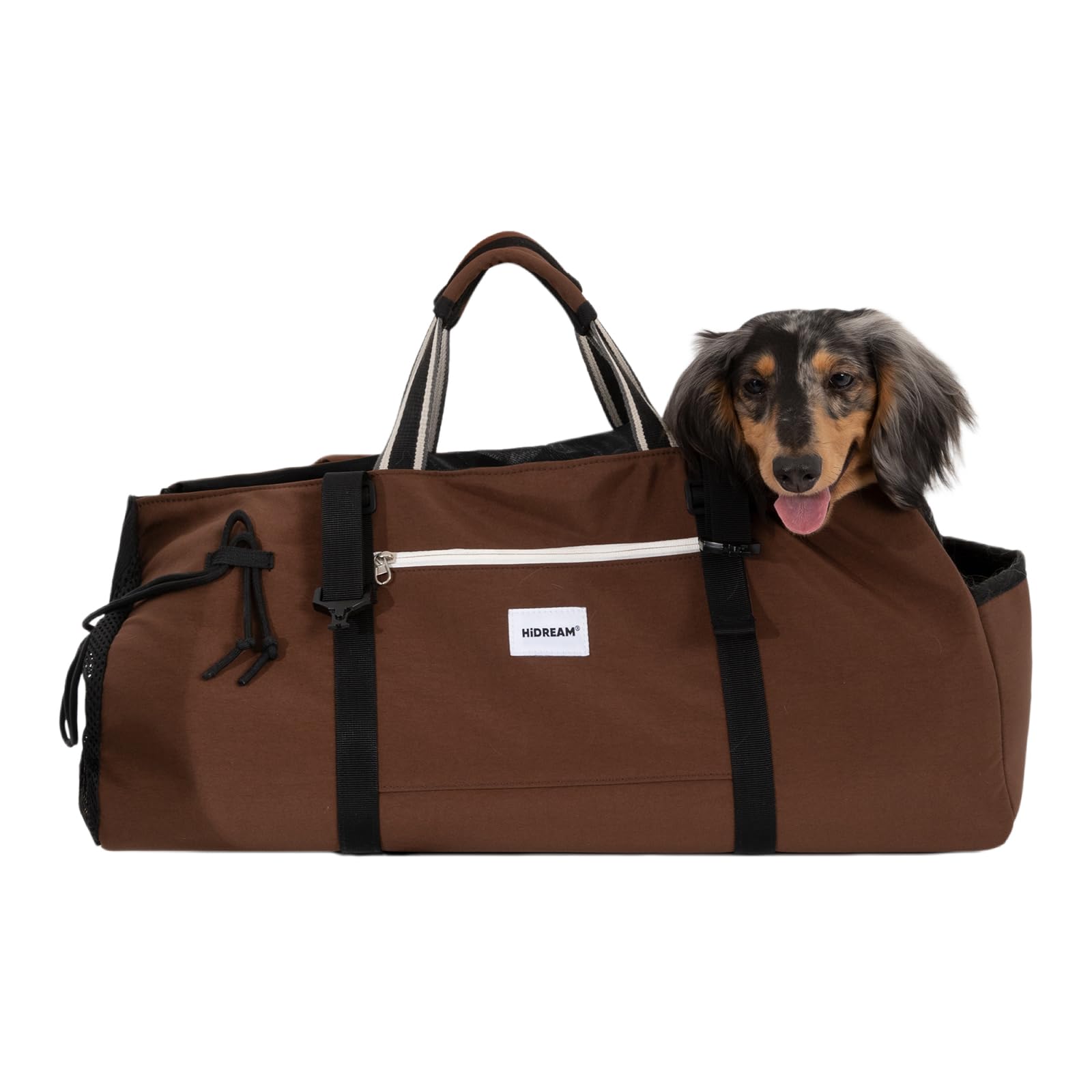 Dachshund - Bolsa transportadora para mascotas, 2 en 1, de mano y hombro, bolsa de viaje de nailon impermeable para perros y gatos pequeños de cuerpo largo, hasta 8 kg con cojín de apoyo y