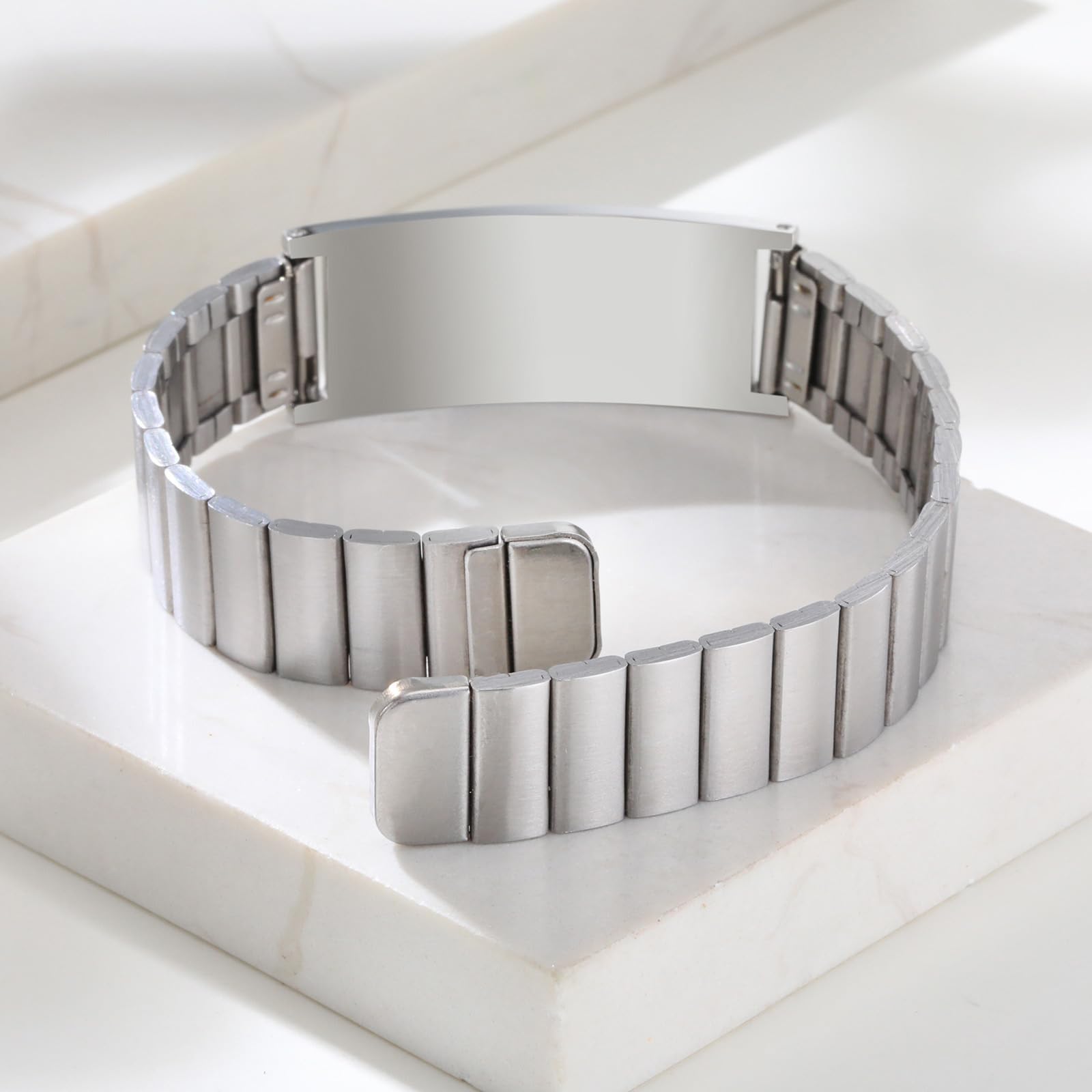 Personalisierte Notfallarmband Medizinisches Armband Herren - Edelstahl Notfall Identifikationsarmband Gravur Diabetes Epilepsie Allergie Telefonnummer, SOS Armband Notfall Armbänder für Erwachsene