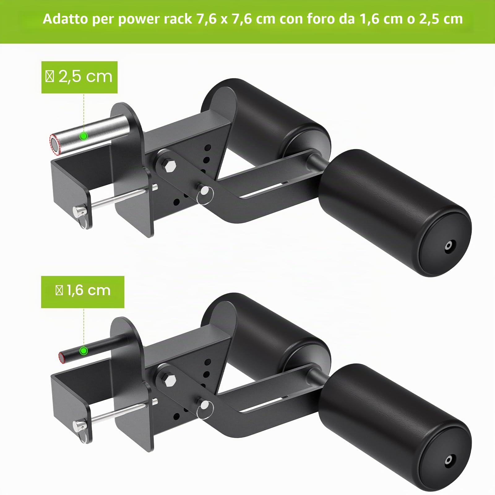 Kipika Nordic Hamstring Curl Squat Rack Attacco per Power Rack con foro da 5/8" o 2,5 cm – Attacco regolabile per tenere premuto le gambe con superficie in pelle di alta qualità – per la massima