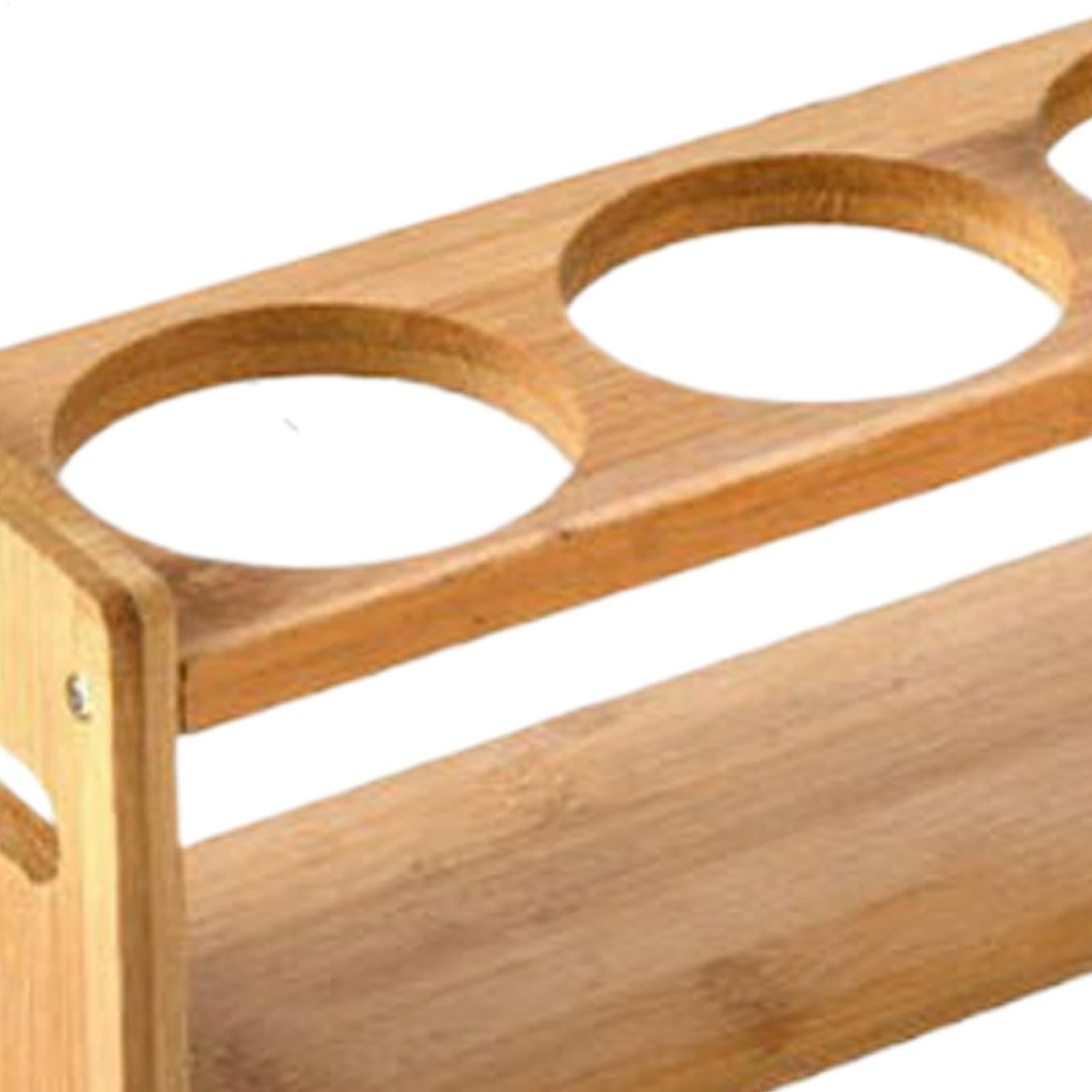 Support à Verres à Vin En Bois Double étage - 34 Cm De Long, 4 Trous, Pour Rangement Comptoir Ou Fêtes - 7