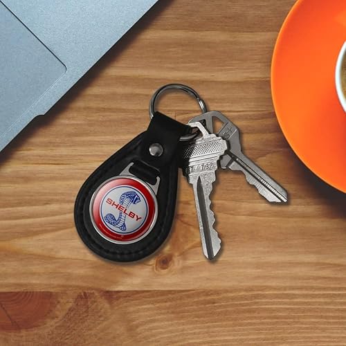 Miniatura 4 de Black Leather Shelby Cobra Patriotic Logo Keychain
