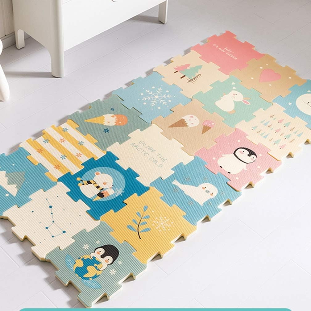 パズルマット ジョイントマット 18枚セット 30ｃｍ 厚み2ｃｍ 赤ちゃん ベビー フロアマット 床暖房対応 知育 絵柄 クッションマット 両面 防音 限定特価 ケガ防止 洗える エコ かわいい プレイマット 抗菌