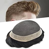 Vista 19 de Tupé para hombres, sistema de unidades de cabello humano real, encaje suizo suave, encaje frontal, tupé, piezas de cabello de repuesto, línea