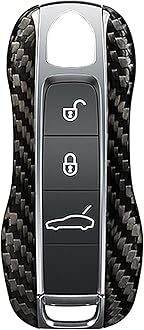 M.JVisun Genuine Carbon Fiber Key Fob Cover For Porsche 911 Carrera 918 Cayenne Coupe For Macan For Panamera Taycan Smart Car Remote Key Fob Replacement Case For Men Women - A Style - Black