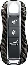 Genuine Carbon Fiber Key Fob Cover for Porsche 911 Carrera 918 Cayenne Coupe for Macan for Panamera Taycan Smart Car Remote Key Fob Replacement Case for Men Women - A Style - Black
