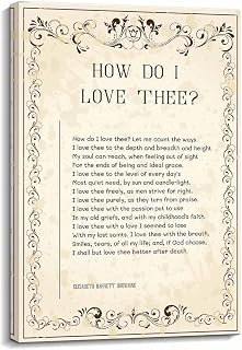 How Do I Love Thee Poem Wall Decor Elizabeth Barrett Browning Quotes Wall Art Poetry Posters Wall Prints for Living Room Painting Canvas Artwork for Bedroom Christmas Decorations Modern Picture