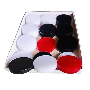 AOKO Premium Acrylic Plastic Carrom Coins for Professionals, Set of 24 |11 White, 11 Black, 2 Red|