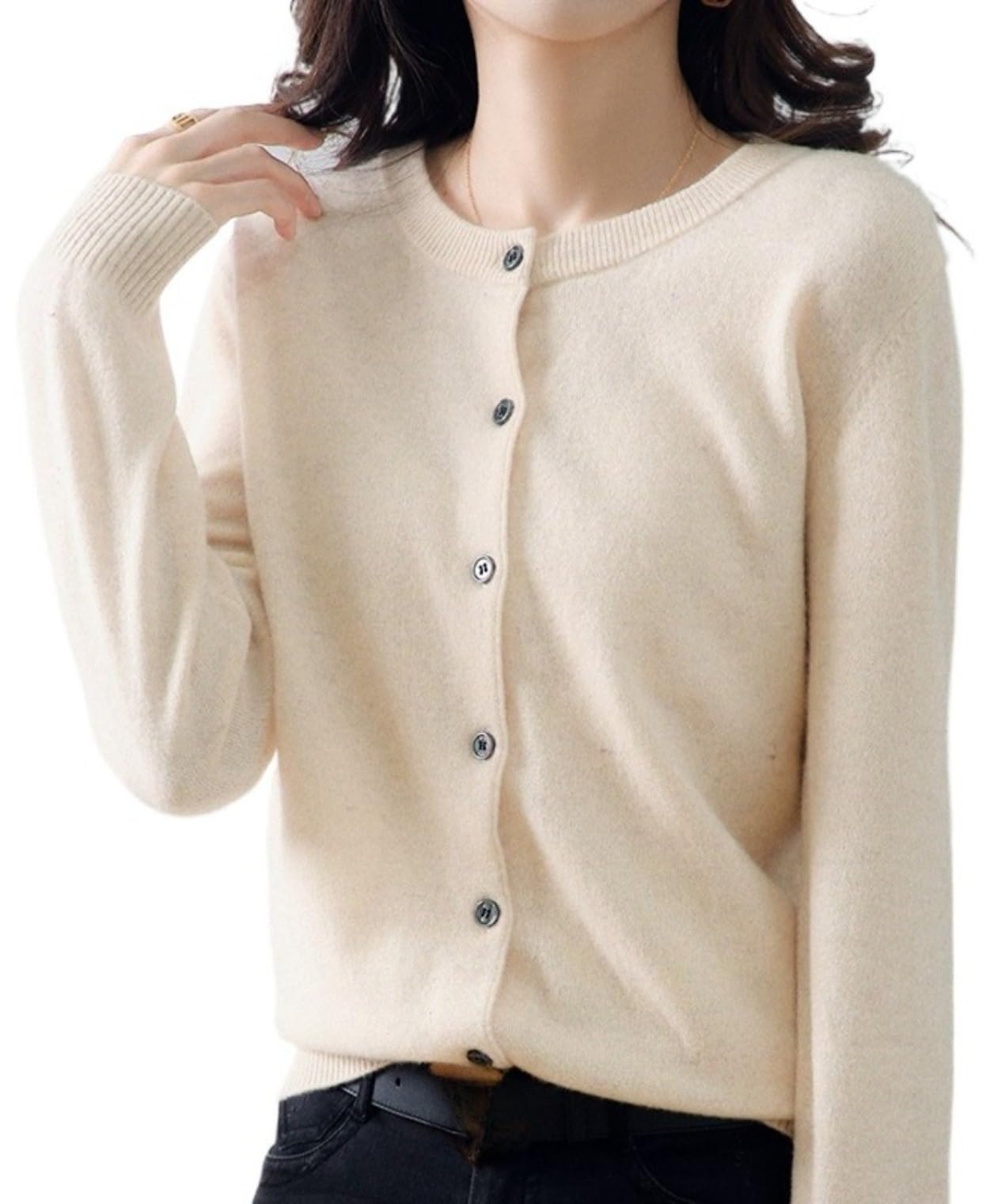 Cardigan Sweaters for Women Y2K Cream Cashmere Button Down Open Lightweight Casual Fall Winter Cardigans