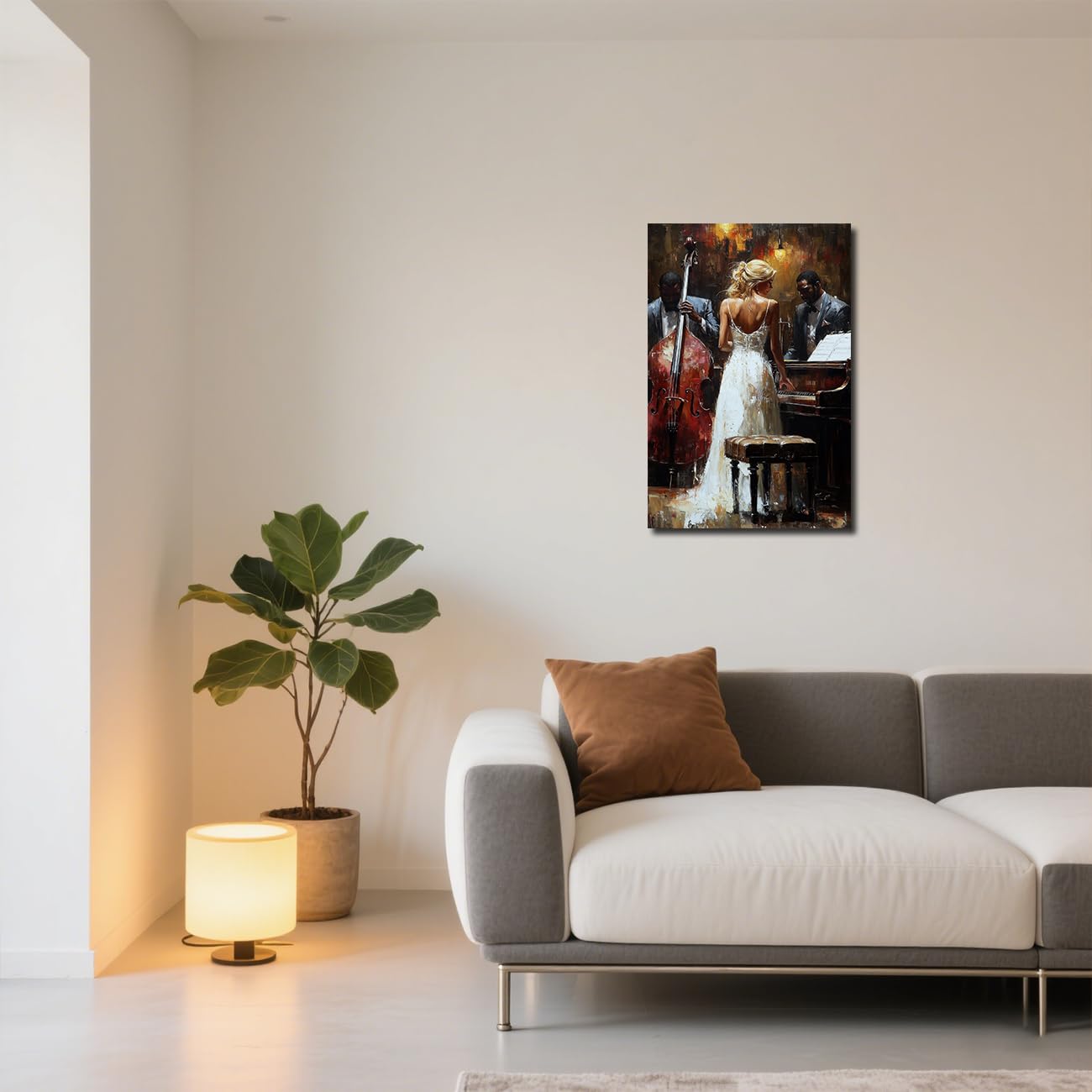 Quadro da Parete con Tema Musicale afroamericano, Ispirato al Jazz e al Jazz, con Immagini di Donne, Dipinto Astratto a Tema Musicale per Camera da Letto, Bar e Pub, incorniciato
