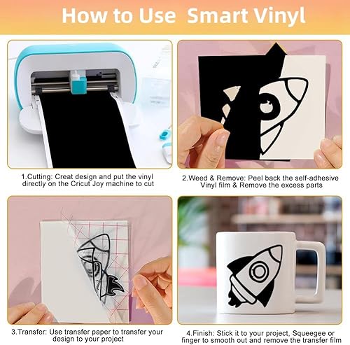 Miniatura 4 de Vinilo inteligente permanente para máquina Cricut Joy, vinilo YOFONE no requiere alfombrilla de corte, 5.5 x 120 pulgadasrollo (plateado)