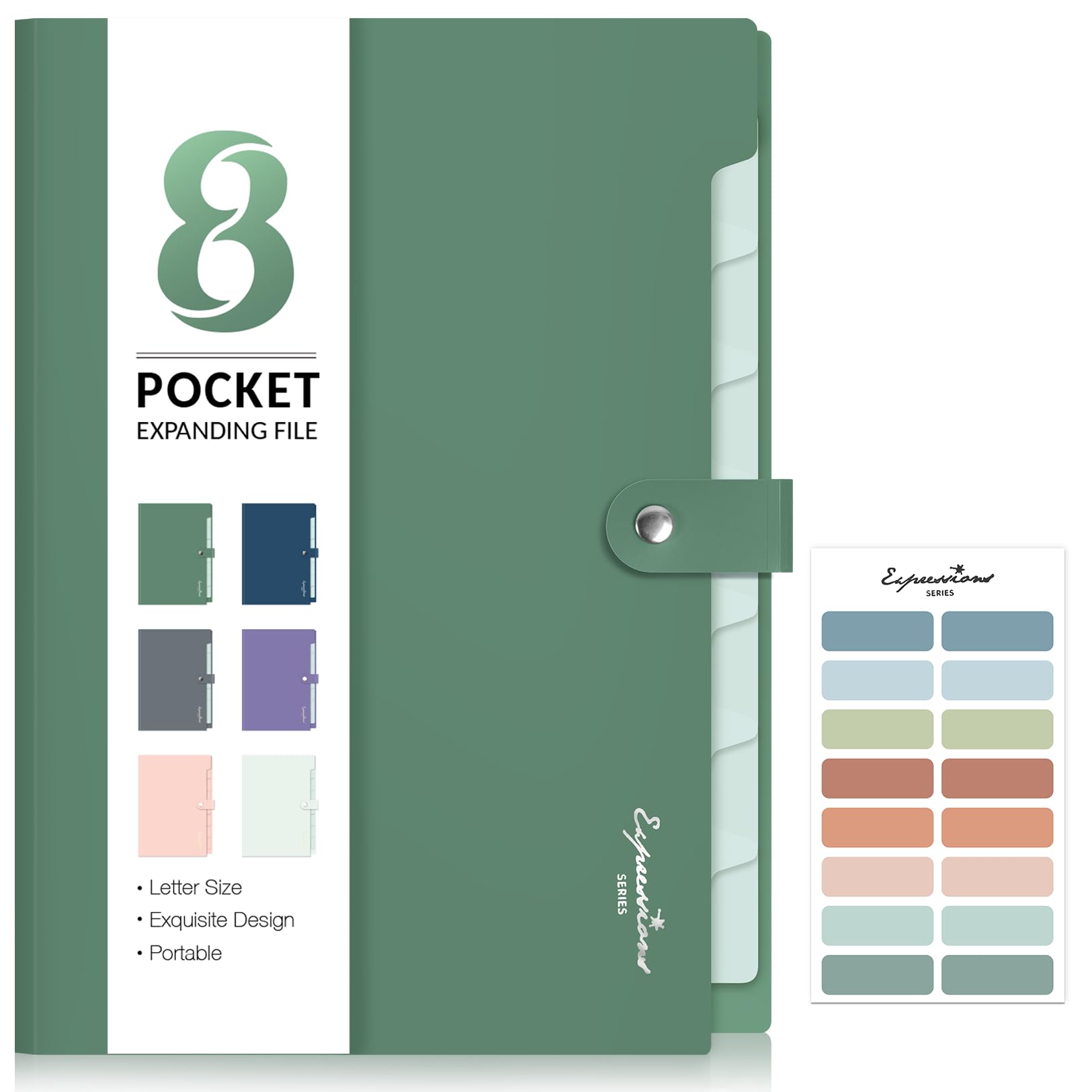 Elegant Accordion File Organizer, 8 Pocket Expanding File Folder | Portable Folders for D…