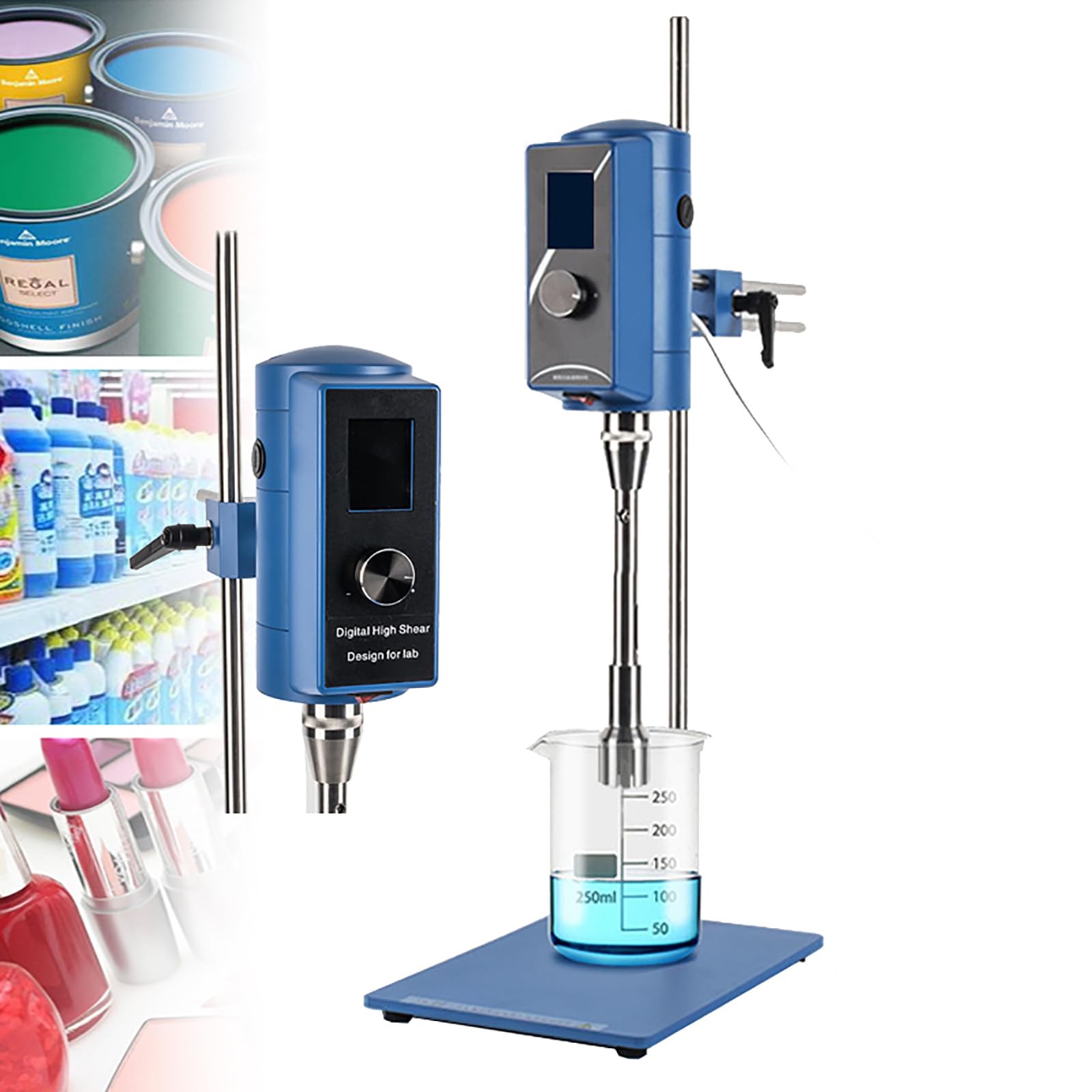 High Speed Homogenizer, 5-10000 ml freitragender Dispersionshomogenisator, Labordispergierer-Emulgator mit LCD-Anzeige, 2000-28000 U/min einstellbar, für Labor, Emulsion, Zelldispersion,50F